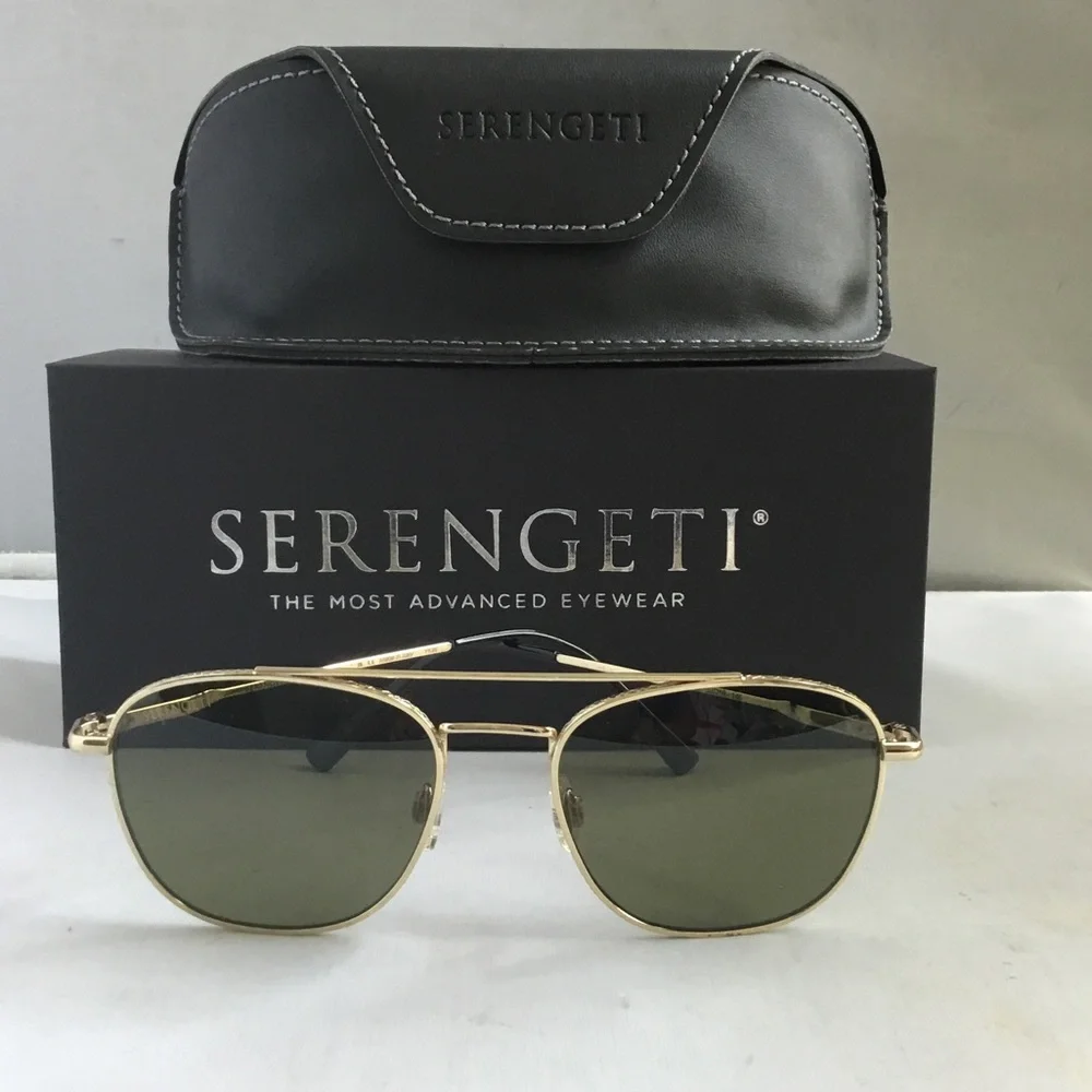 Serengeti Carroll Men’s Polarized with Gold Frame and Green Lenses
